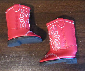 14" Wellie Wisher Doll Western Boots: Red