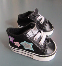 Load image into Gallery viewer, Bitty Baby Star No-Tie Tennis Shoes: Black
