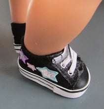 Load image into Gallery viewer, Bitty Baby Star No-Tie Tennis Shoes: Black
