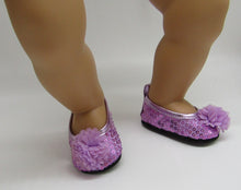 Load image into Gallery viewer, Sequin 18 &amp; 15 inch Doll Dress Shoes: Light Purple
