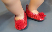 Load image into Gallery viewer, Sequin 18 &amp; 15 inch Doll Dress Shoes: Red
