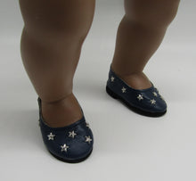 Load image into Gallery viewer, Star Studded 18 &amp; 15 inch Doll Dress Shoes: Navy Blue
