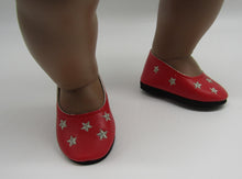 Load image into Gallery viewer, Star Studded 18 &amp; 15 inch Doll Dress Shoes: Red
