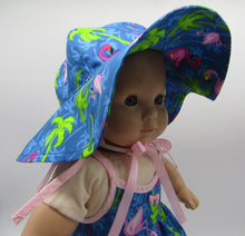 Load image into Gallery viewer, 15&quot; Bitty Baby Flamingo Sun Dress &amp; Floppy Hat: Blue
