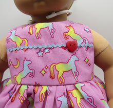 Load image into Gallery viewer, 15&quot; Bitty Baby Unicorn Dress: Pink w Rick Rack
