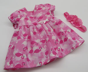 15" Bitty Baby Dress: Hot Pink Flamingo