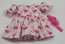 Load image into Gallery viewer, 15&quot; Bitty Baby Dress: Pale Pink Flamingo
