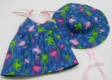 Load image into Gallery viewer, 15&quot; Bitty Baby Flamingo Sun Dress &amp; Floppy Hat: Blue
