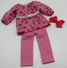 Load image into Gallery viewer, Belted Flowers &amp; Hearts Tunic &amp; Leggings 18 inch Doll
