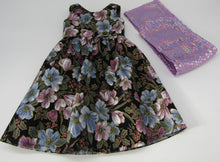 Load image into Gallery viewer, Long Floral-Print Dress w Gold Accents &amp; Sequin Arm Scarf 18 inch Doll
