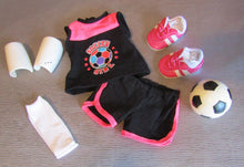 Load image into Gallery viewer, Black &amp; Hot Pink Soccer Girl Outfit
