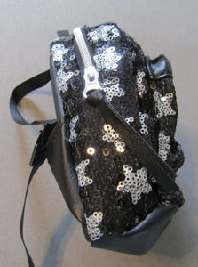 18" Doll Sequin Backpack: Black w Stars