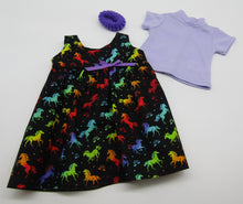 Load image into Gallery viewer, 18&quot; Doll Rainbow Unicorn Jumper &amp; T-shirt: Black
