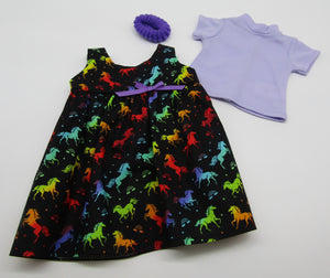 18" Doll Rainbow Unicorn Jumper & T-shirt: Black