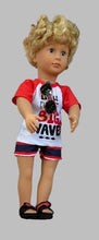 Load image into Gallery viewer, Rash Guard Swim Set 18 inch Doll: Red &amp; Blue
