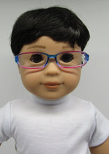 Load image into Gallery viewer, Rectangular Glasses 18 inch Doll: Blue &amp; Pink
