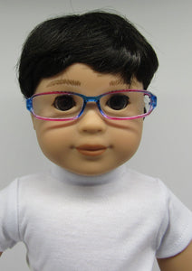 Rectangular Glasses 18 inch Doll: Blue & Pink