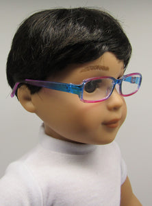 Rectangular Glasses 18 inch Doll: Blue & Pink