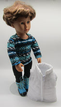 Load image into Gallery viewer, 18&quot; Doll Winter Boho 5 Pc Outfit: Blue Ikat
