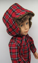 Load image into Gallery viewer, 18&quot; Doll Buffalo Plaid 3 Piece Outfit: Red
