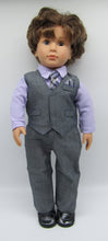 Load image into Gallery viewer, 18&quot; Doll Dress Shirt, Slacks, Vest &amp; Tie: Purple &amp; Gray
