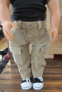 18" Doll Corduroy Cargo Pants: Tan