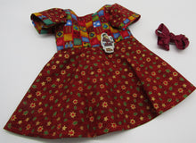 Load image into Gallery viewer, Christmas Quilt-Print Swing Dress w Santa Accent 18 inch Doll
