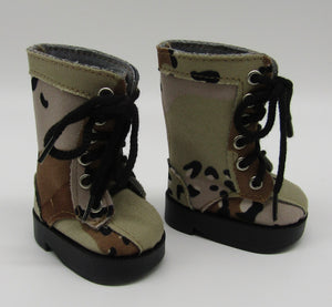 Lace-up High-Top Desert Camo Boots 18 inch Doll