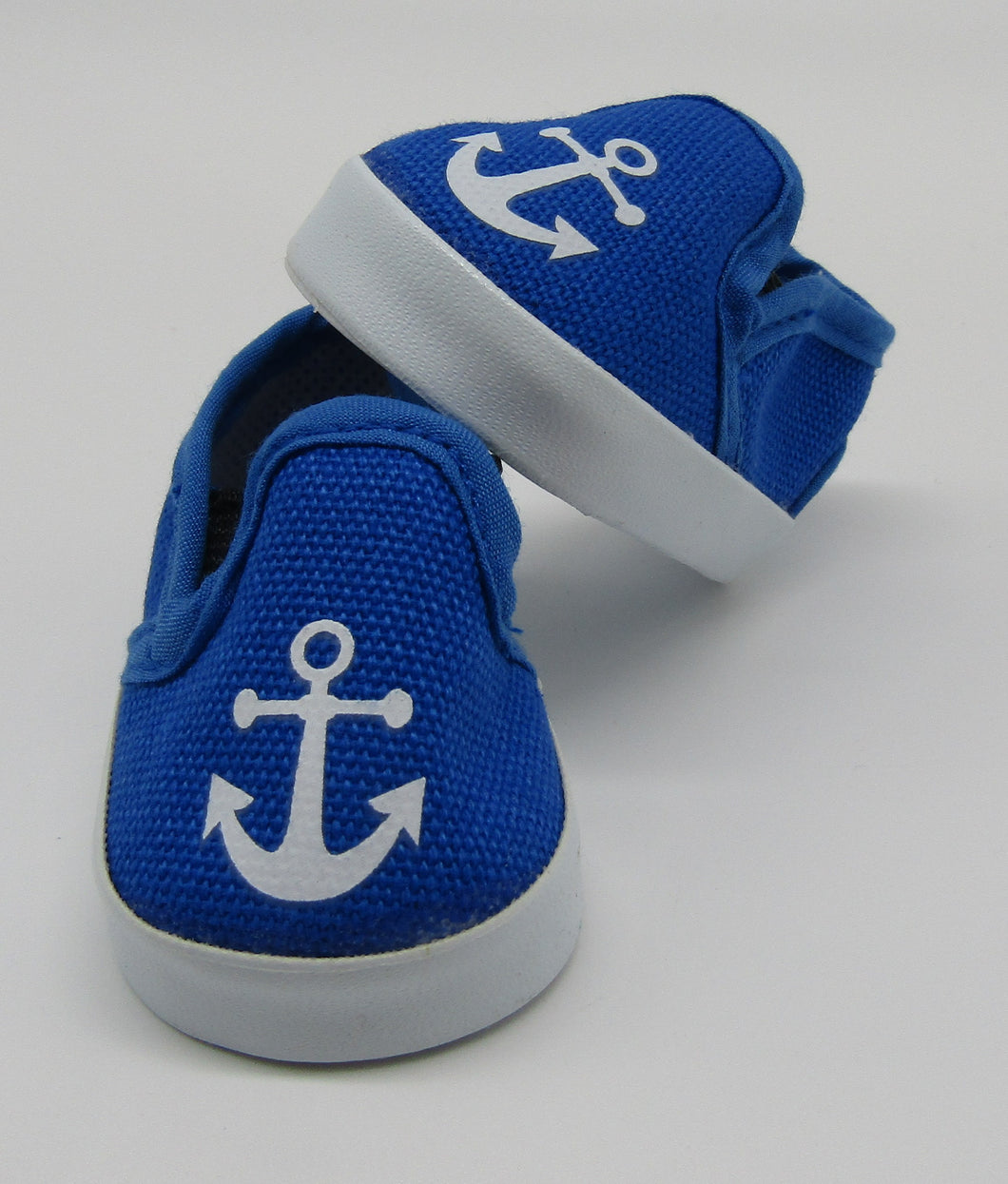 Canvas Slip-on Shoes 18 & 15 inch Doll: Blue w Anchor