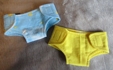Load image into Gallery viewer, Bitty Baby Diapers: Starry Night Sky &amp; Bright Yellow (2 Pack)
