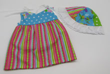 Load image into Gallery viewer, 18&quot; Doll Sundress w Hat: Cotton Candy Seersucker
