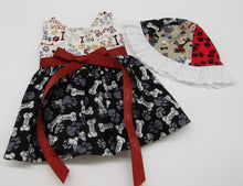 Load image into Gallery viewer, 18&quot; Doll Dress w Hat: Dog Prints
