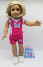 Load image into Gallery viewer, 3 Pc Sports Outfit 18 inch Doll: Pink and Blue Argyle
