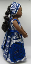 Load image into Gallery viewer, Authentic African 2 Pc Block Print 18&quot; Doll Dress: Royal Blue

