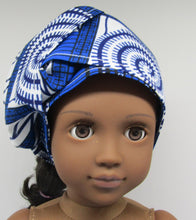 Load image into Gallery viewer, Authentic African 2 Pc Block Print 18&quot; Doll Dress: Royal Blue
