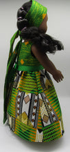 Load image into Gallery viewer, Authentic African 2 Pc Block Print 18&quot; Doll Dress: Kelly Green
