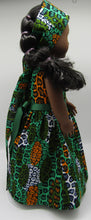 Load image into Gallery viewer, Authentic African 2 Pc Block Print 18&quot; Doll Dress: Muted Green
