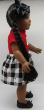 Load image into Gallery viewer, Santa Skirt Combo w Hand Embroidery 18 inch Doll 3 Pc: Red, Black and White
