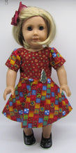 Load image into Gallery viewer, Christmas Quilt-Print Swing Dress w Tree Accent 18 inch Doll
