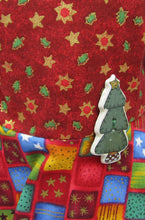 Load image into Gallery viewer, Christmas Quilt-Print Swing Dress w Tree Accent 18 inch Doll
