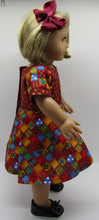 Load image into Gallery viewer, Christmas Quilt-Print Swing Dress w Tree Accent 18 inch Doll
