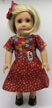 Load image into Gallery viewer, Christmas Quilt-Print Swing Dress w Santa Accent 18 inch Doll
