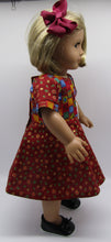Load image into Gallery viewer, Christmas Quilt-Print Swing Dress w Santa Accent 18 inch Doll
