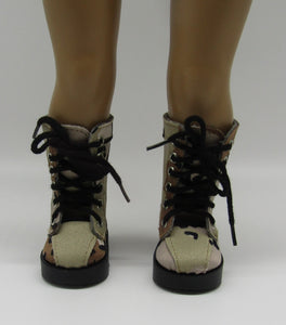 Lace-up High-Top Desert Camo Boots 18 inch Doll
