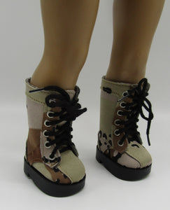 Lace-up High-Top Desert Camo Boots 18 inch Doll