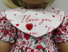 Load image into Gallery viewer, Collared Floral I Love You Dress 18 inch Doll
