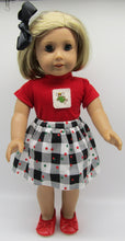 Load image into Gallery viewer, Christmas Plaid Skirt Combo w Hand Embroidery Angel 18 inch Doll 3 Pc: Red and White
