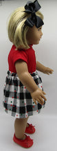 Load image into Gallery viewer, Christmas Plaid Skirt Combo w Hand Embroidery Angel 18 inch Doll 3 Pc: Red and White
