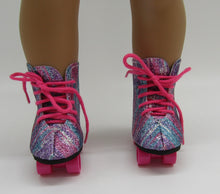 Load image into Gallery viewer, Roller Skates 18 inch Doll: Sparkly Purple &amp; Hot Pink
