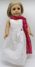 Load image into Gallery viewer, Glittery Long Hologram Glitter Dress &amp; Sequin Arm Scarf 18 inch Doll: Hot Pink
